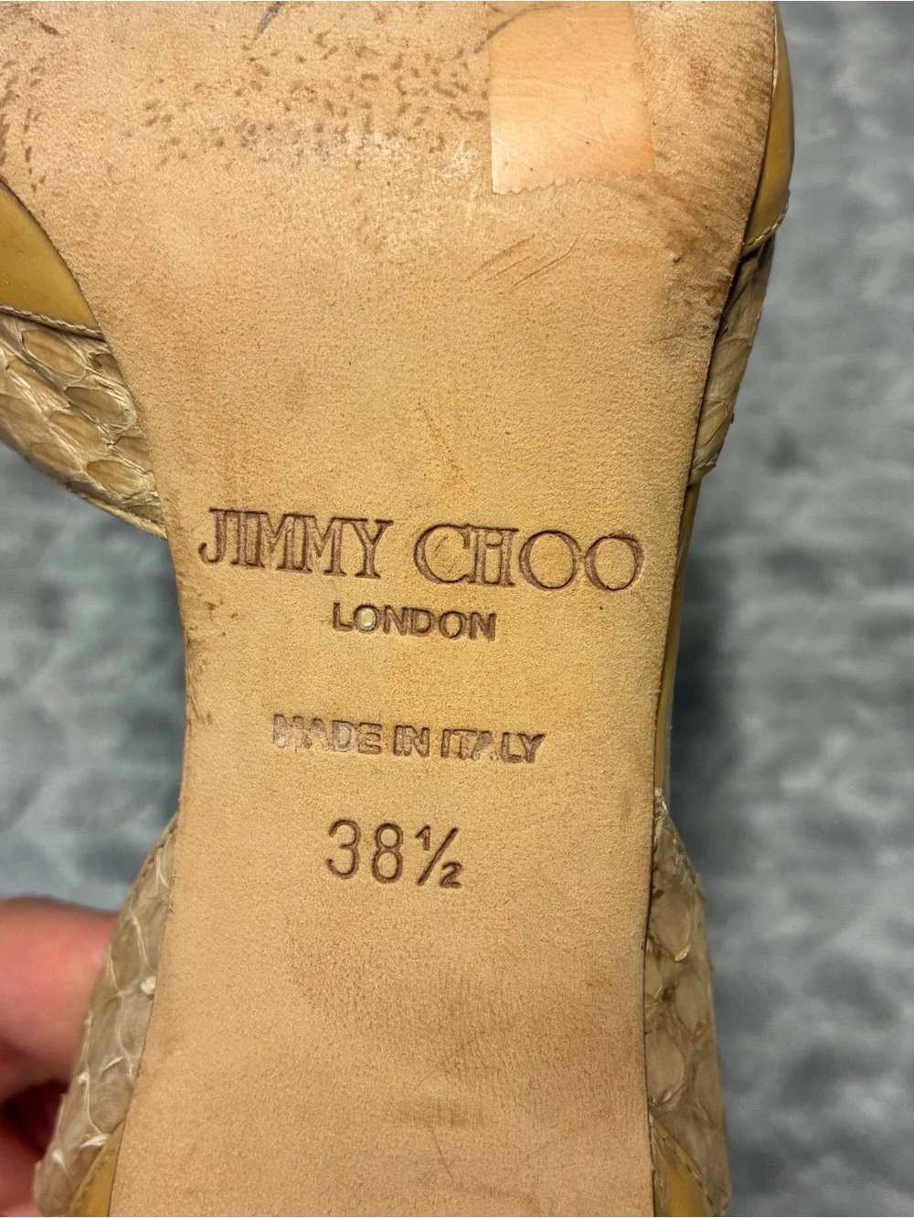 Jimmy Choo Mustard Yellow & Tan Cutout Peep-Toe Leather Heels